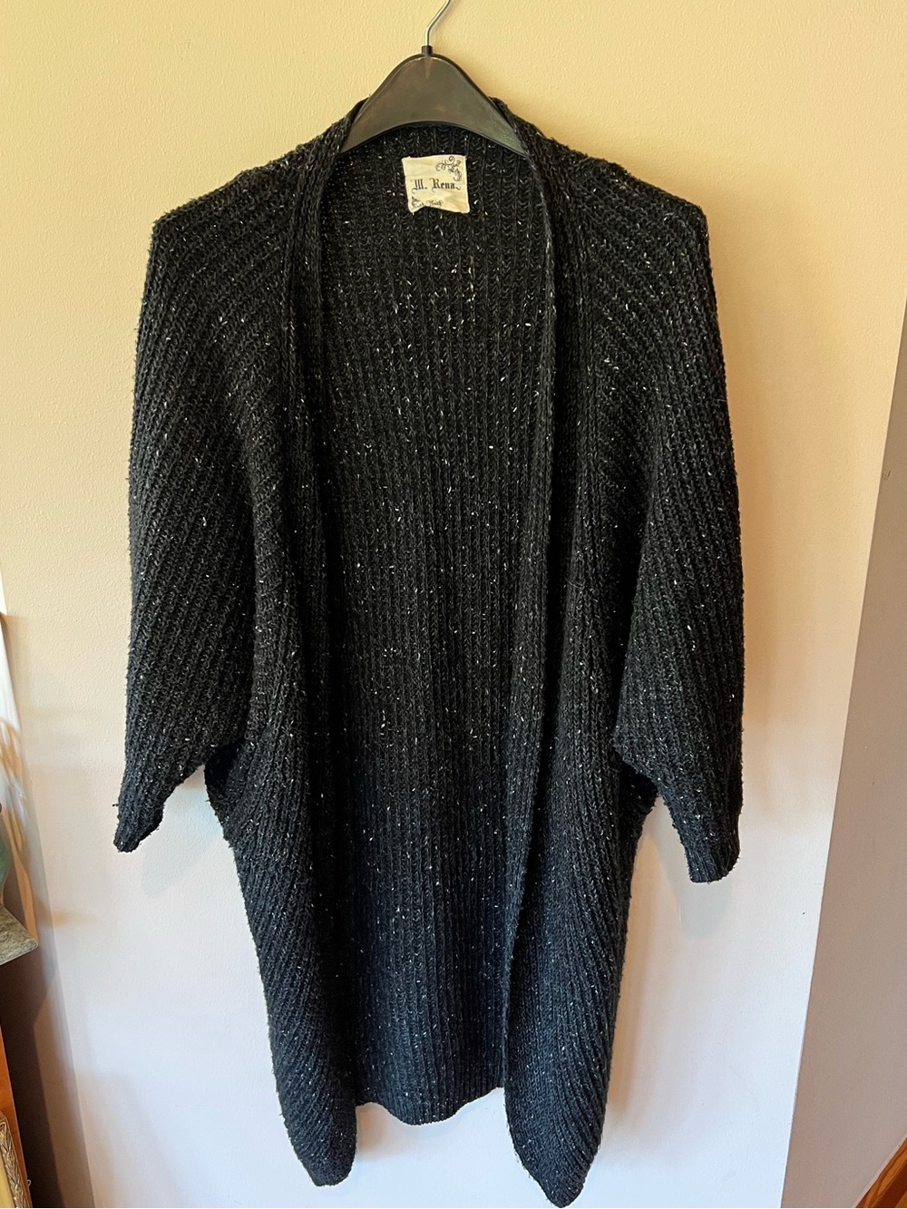 M. Rena Black Open-Front Knit Cardigan - one size